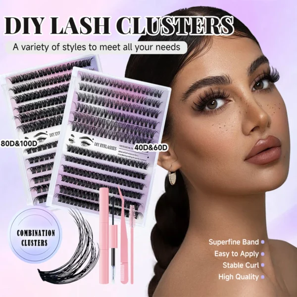 Eyelash Extension Kit - Clusters 8-16mm, Glue & Tools
