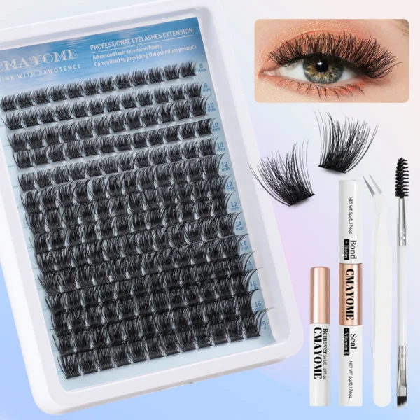 Eyelash Extension Kit: 168pcs Lash Clusters & Bond - Image 3
