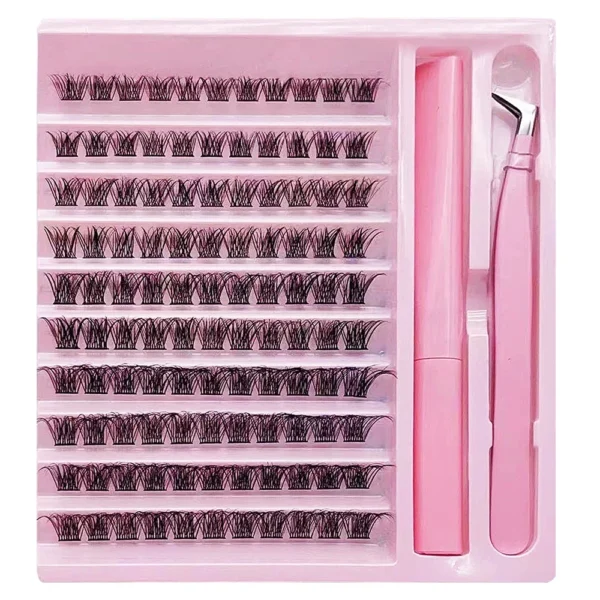Eyelash Extension Kit - 110 Clusters with Bond & Tweezers - Image 6