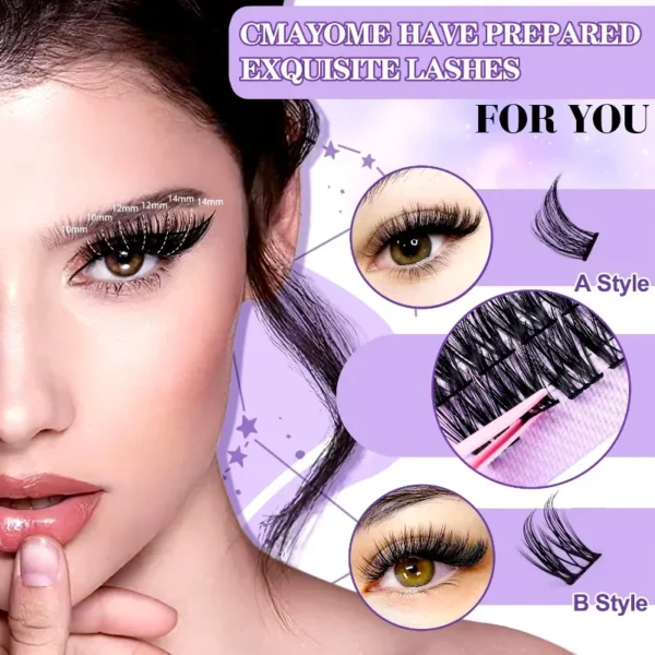 Eyelash Extension Kit: 150 Clusters, Winged Fox Eye Style - Image 4