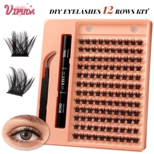 12 Rows Lash Clusters Kit With Bond, Seal, Tweezers, Strong Hold
