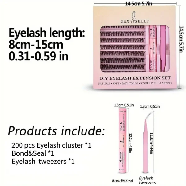 Eyelash Extension Kit with Glue & Tweezers - Image 3