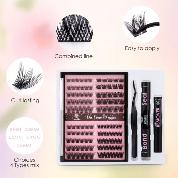 Eyelash Extension Kit - Natural Wispy Lashes With Glue - Image 3