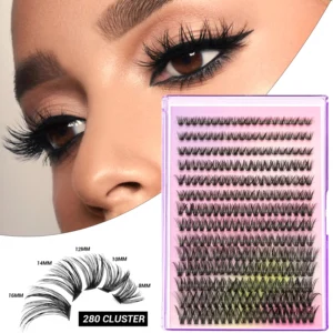 Eyelash Extension Kit 280 Clusters Natural Curly Fluffy