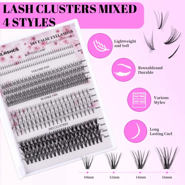 Eyelash Extension Kit: 4 Styles, Glue, Tweezers - Image 2