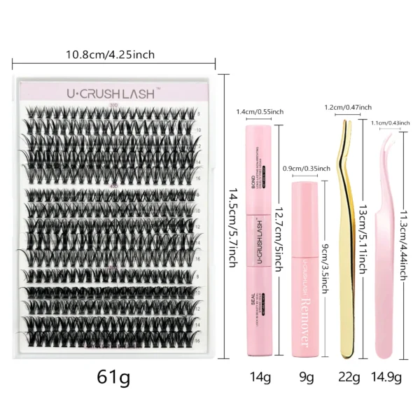 Eyelash Extension Kit: 280pcs Clusters Lash Bond & Glue - Image 6