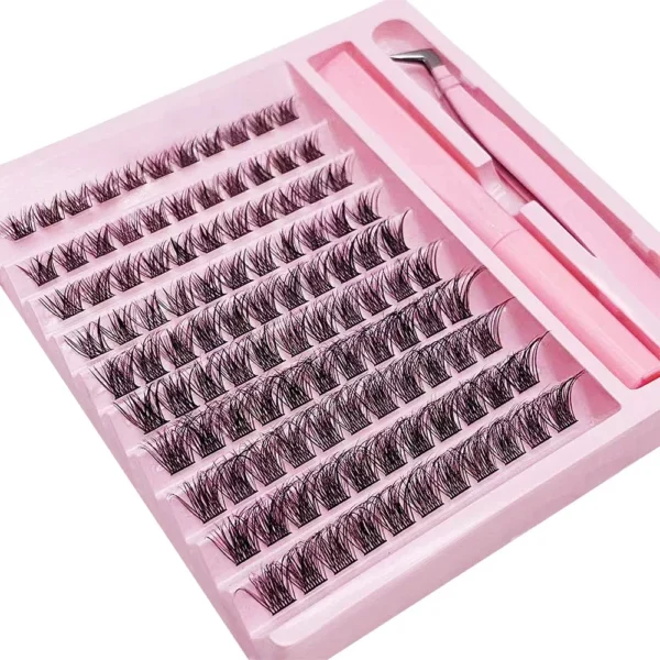 Eyelash Extension Kit - 110 Clusters with Bond & Tweezers - Image 5