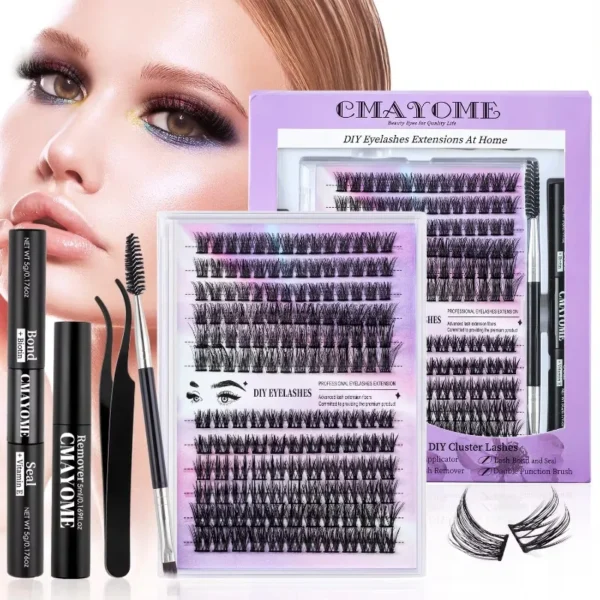 Eyelash Extension Kit: 150 Clusters, Winged Fox Eye Style
