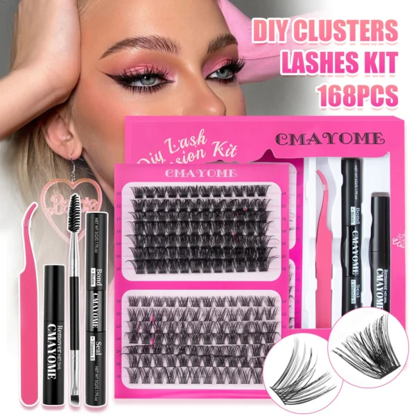 Eyelash Extension Kit: 168PCS DIY Lash Clusters