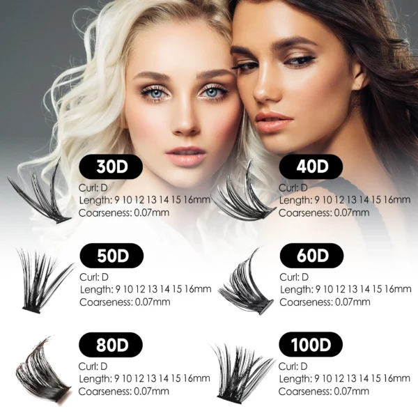 DIY Cluster Eyelash Extension Kit - 240 Lashes, Glue & Tweezer - Image 6