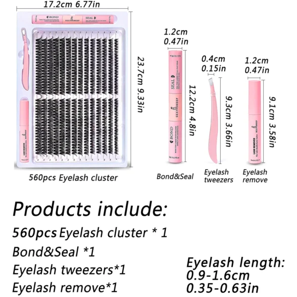 Eyelash Extension Kit with Cluster Lashes & Glue - Image 6